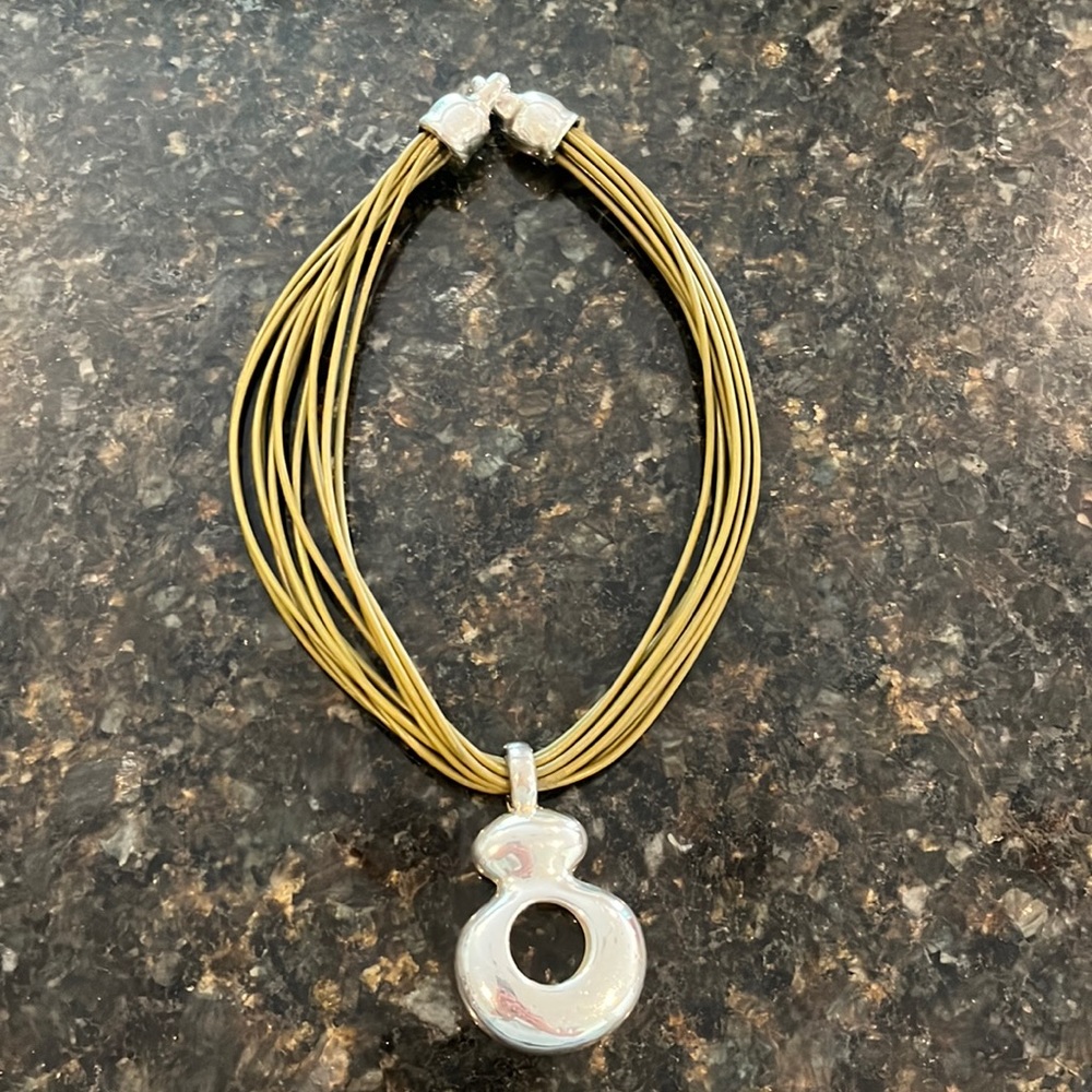 Simon Sebbag Sterling Pendant on Leather Cord